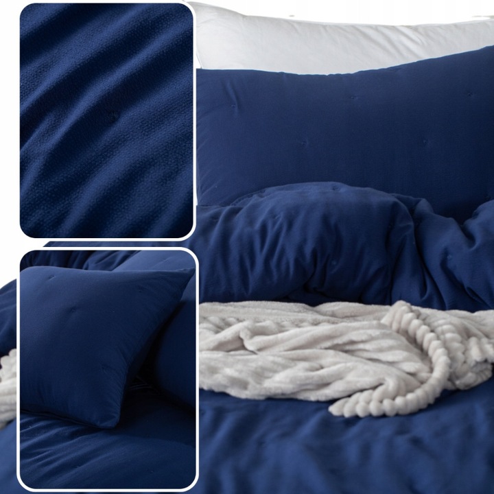 Narzuta pikowana Dotta 200x220 cm, granatowa, microfibra