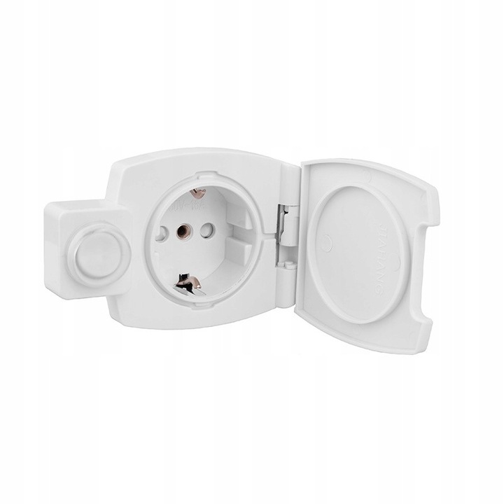 Priză Baie Design Light, cu Intrerupător și Clapetă Albă, IP44, 95x65 mm