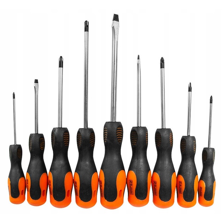 Комплект 9 отвертки плоски и кръстати RICHMANN C5372, стомана Cr-Mo