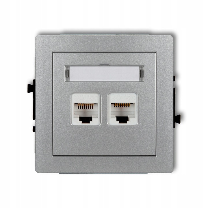 Priza Dubla Calculator Karlik Deco Argintiu Cat 5e