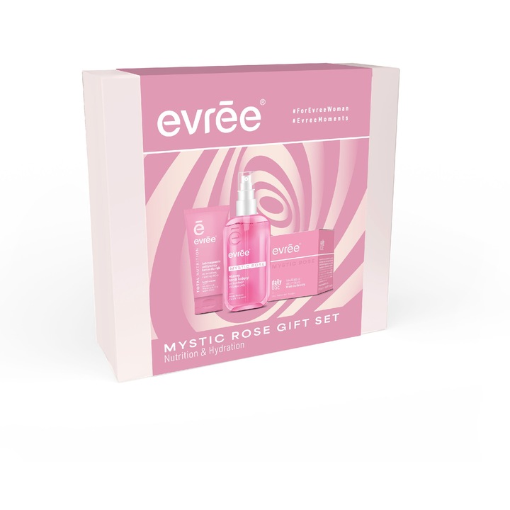 Evree kozmetikai készlet, Mystic Rose, tonik 200ml, arckrém 50ml, kézkrém 75ml