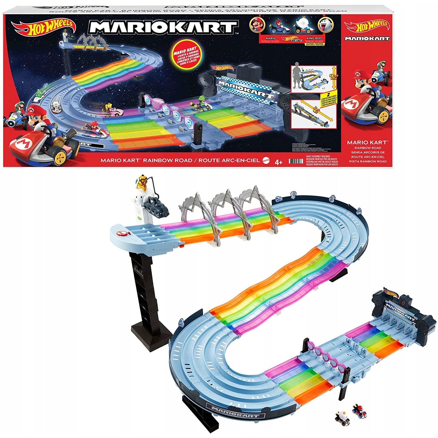Pista de curse Hot Wheels Mario Kart Rainbow Road set, 2.40m x