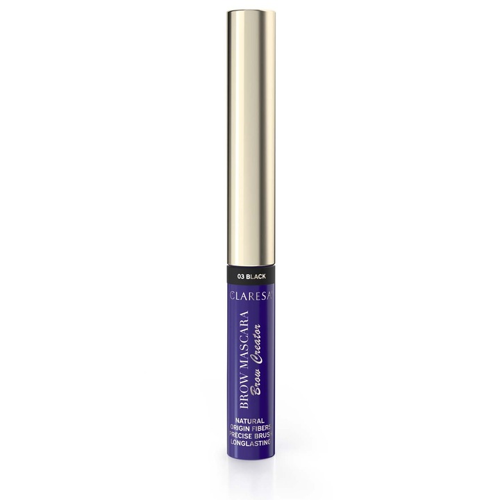 Mascara pentru sprancene Claresa Brow Creator 03 negru, 6 g, waterproof, cu microfibre