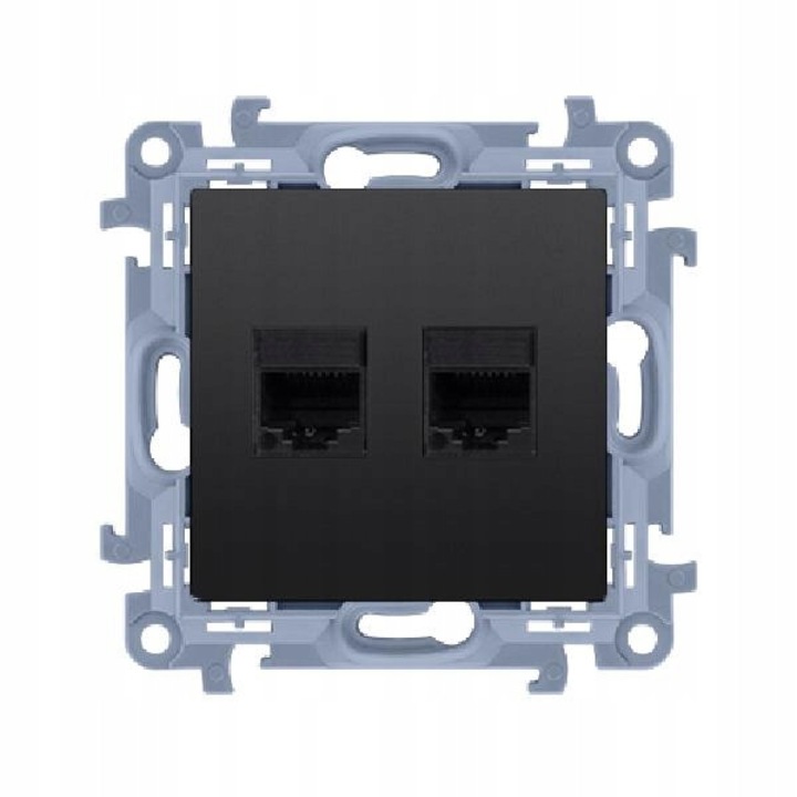 Priza dubla telefonica RJ11 Simon 10, negru mat