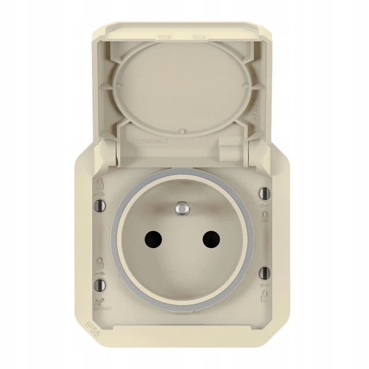 Priza Legrand Plexo 2P+Z, Completa, Montaj Rand, Bej, IP55