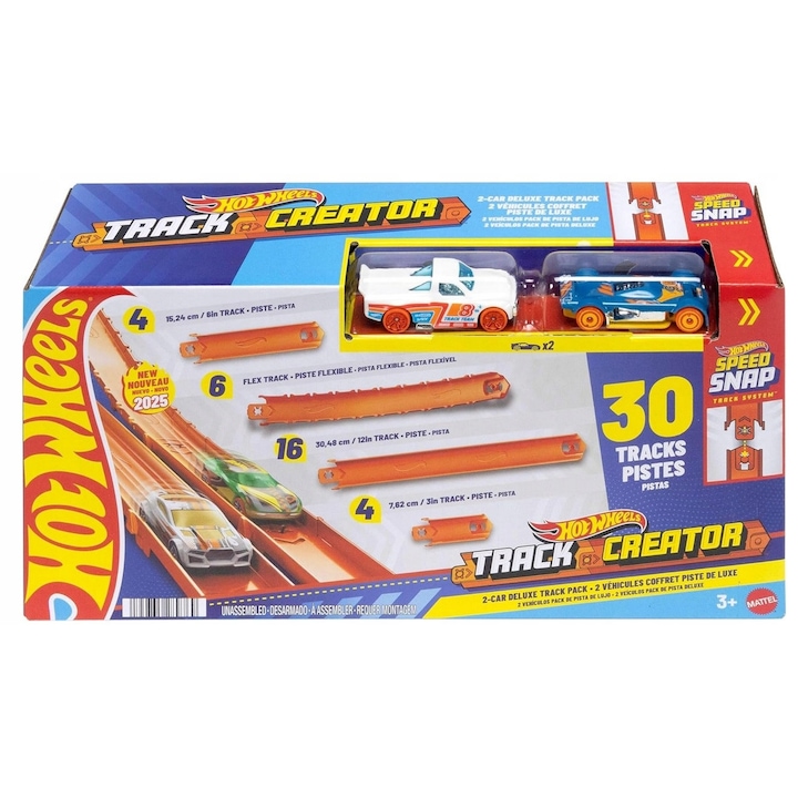 Set Pista Hot Wheels Track Creator Deluxe, 7,6m, 2 Masinute, Flexibile