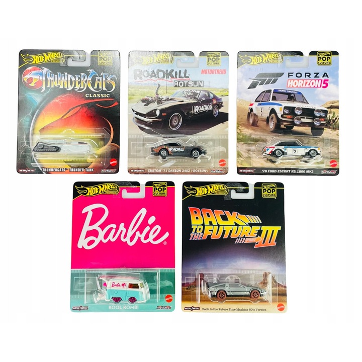 Set 5 Masinute Hot Wheels Premium Pop Culture 2024, Metal, Multicolor