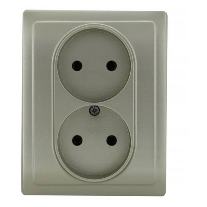 Priza Dubla Kos Vena Satina Completa, Fara Impamantare 515035