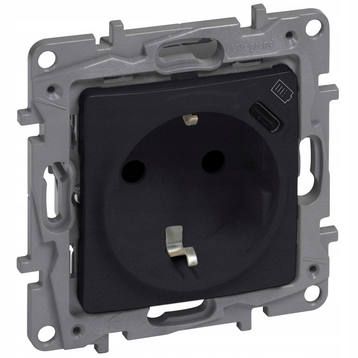 Priza Legrand Niloe Neagra cu USB-C 864527