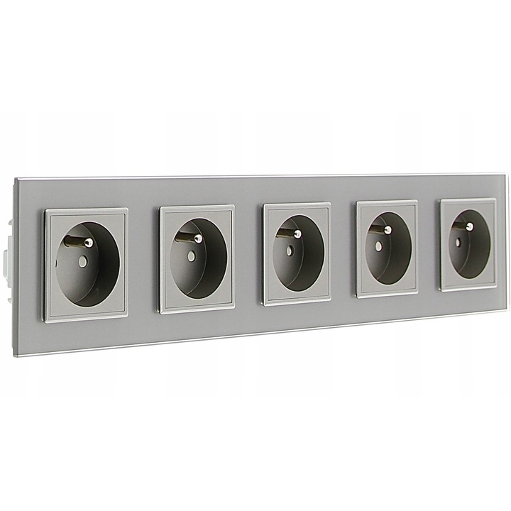 Двоен контакт Livolo 5 x 230V 16A Сив, кристално стъкло