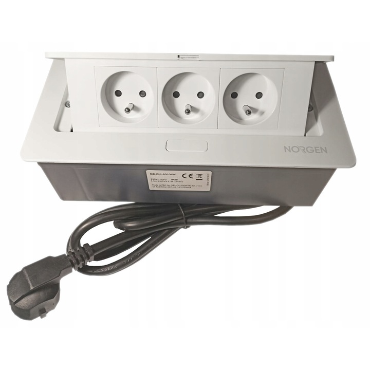 Priza incastrata blat, 3 prize, 3680W, 230V, Alba