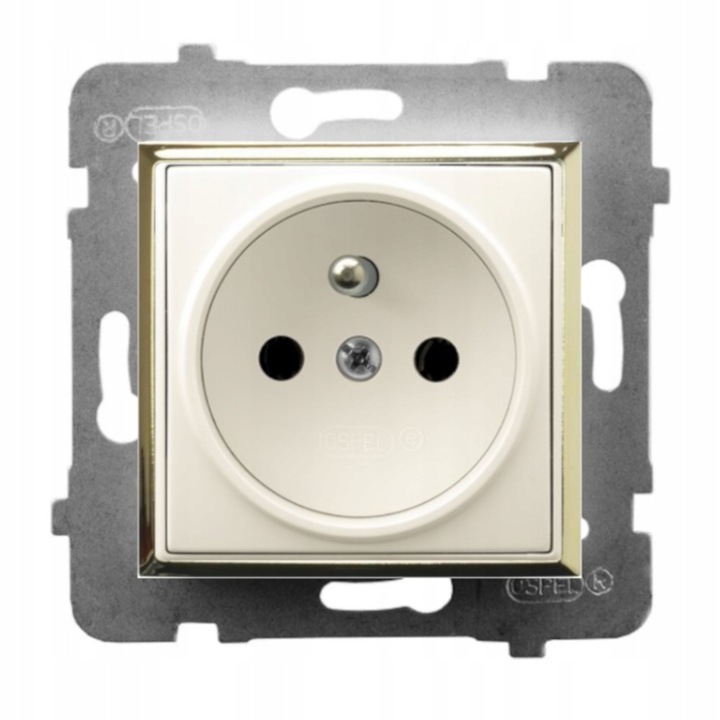 Единичен контакт Ospel Aria Екрю/Златист Без Външна Рамка