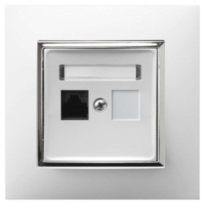 Priza Internet RJ45 Ospel Aria Alb Argintiu, Cat 5e