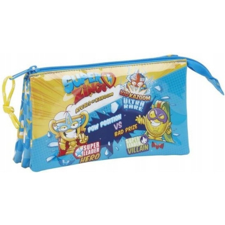 Super Zings - Etui Scolar cu 3 Compartimente