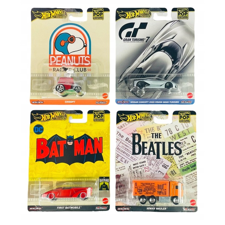 Set 4 Masinute Hot Wheels Premium Pop Culture 2024, Batman si Gran Turismo, Scara 1:64