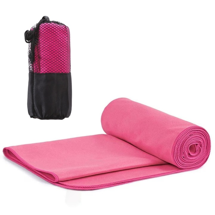 Prosop sport din fleece, 80x160cm, uscare rapidă, compact, cu husă de transport
