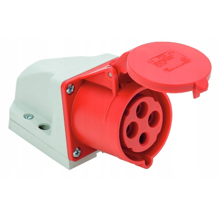 Priza Trifazata Puternica 32A 400V 4 Poli IP44 Carcasa Mica