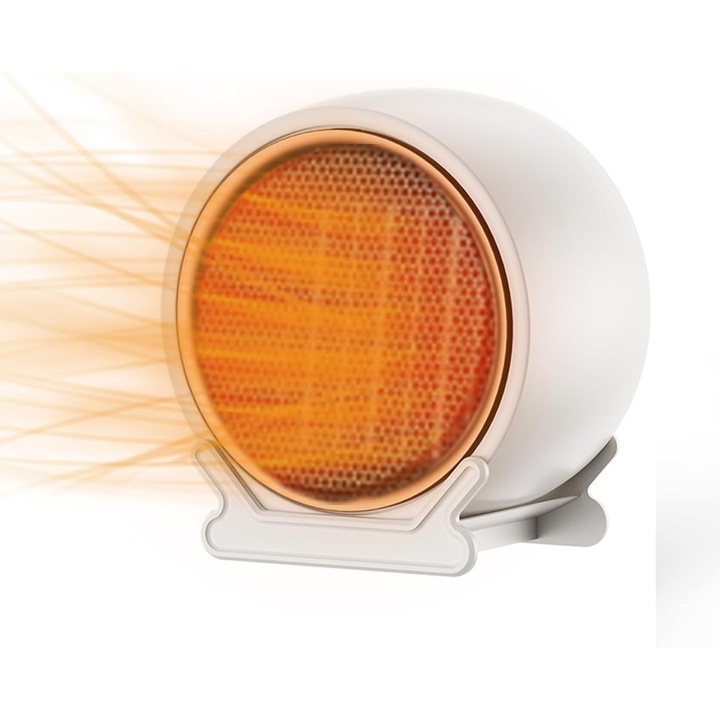 Incalzitor electric de birou 1200W, ceramic PTC, incalzire rapida, alb, 5,1x4,7x7,9 inci