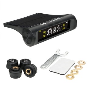 Sistem extern de monitorizare presiune anvelope masina, fara fir cu senzori externi, alarma auditiva, auto OFF cu incarcare solara si micro USB, Afisaj LCD, Negru