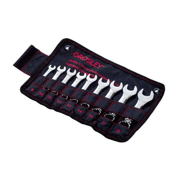 Set Chei Fixe Inelare Scurte 8-19mm Grosley, 9 Bucati