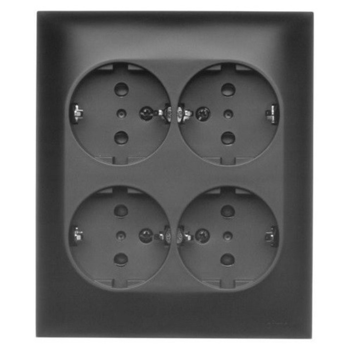 Priza Dubla Simon Aquaclick, Montaj Exterior, Black Mat