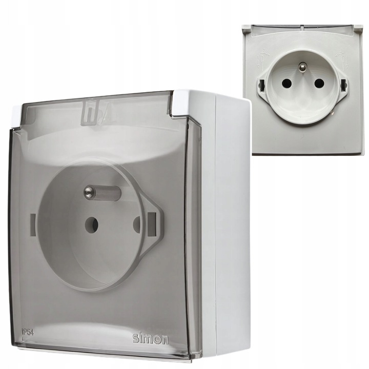 Priza electrica de perete Kontakt Simon ACGZ1C11A Alba, IP44, 16A