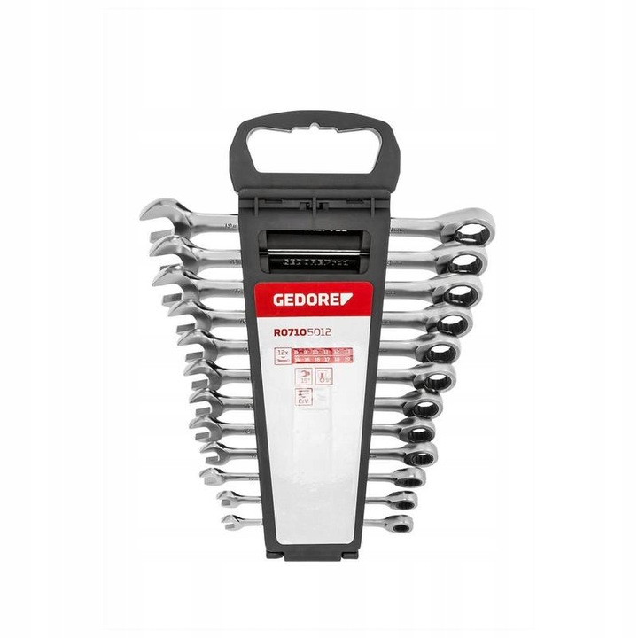 Set 12 Chei Fixe-Inelare cu Clichet 8-19 mm, Otel Crom-Vanadiu