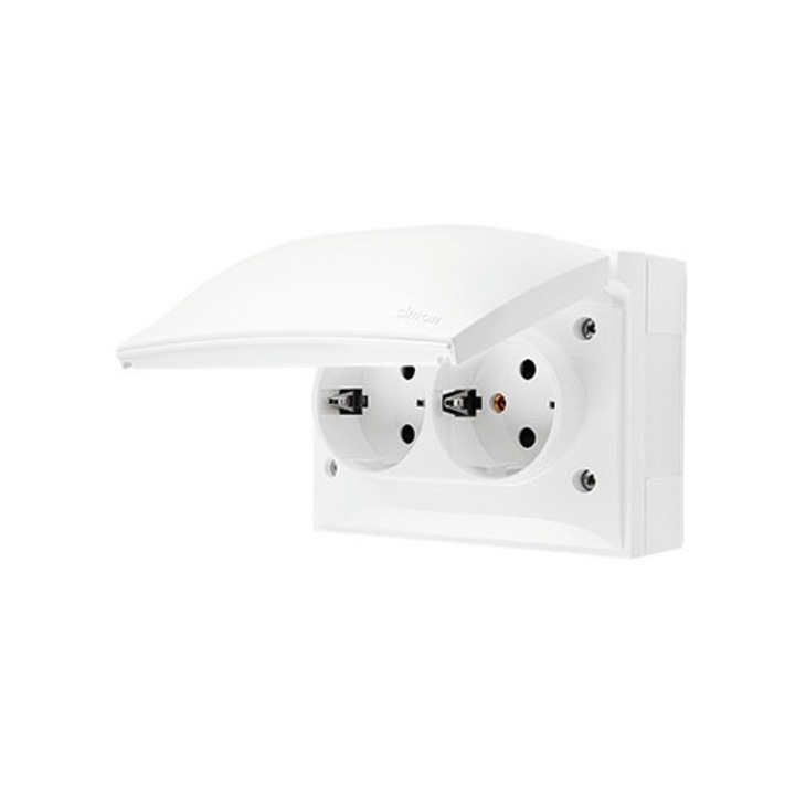 Priza Dubla Simon AQUACLICK IP44 Schuko Alba