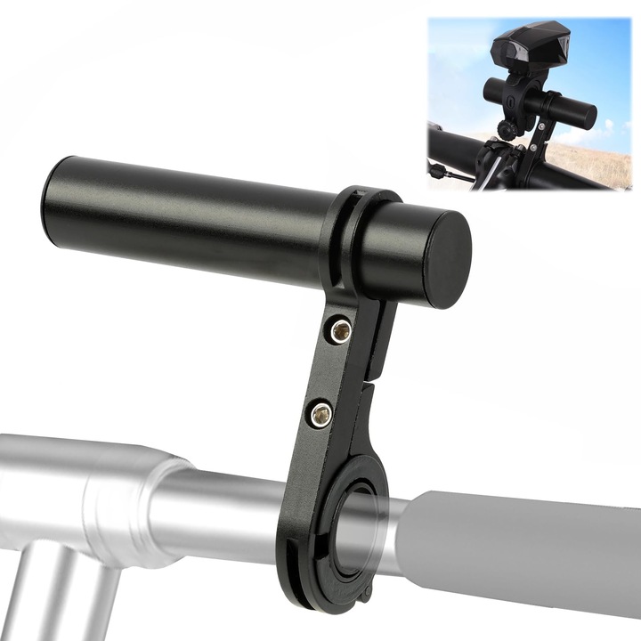 Extensor ghidon bicicleta din aliaj de aluminiu, lungime optima, usor, rezistent la coroziune, negru