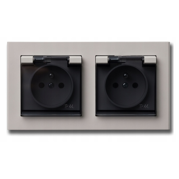 Set 2x Priza Dubla Hermetica IP44 Ospel Sonata, Culoare Casmir