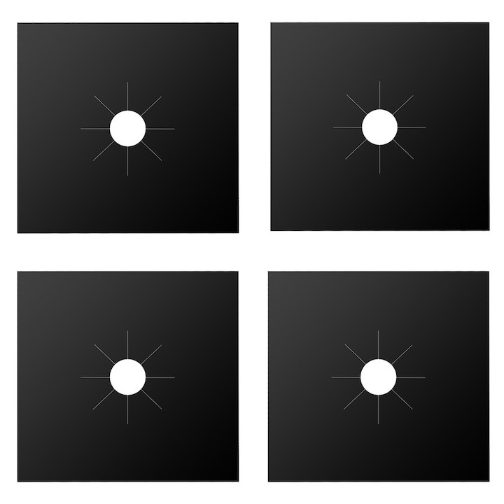 Set 4 folii detasabile de protectie pentru aragaz, usor de spalat, din teflon – protectie eficienta, curatare rapida si utilizare indelungata