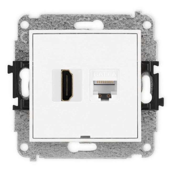 Приза Karlik ICON HDMI 2.0 + RJ45 Cat.6A, Мат бял