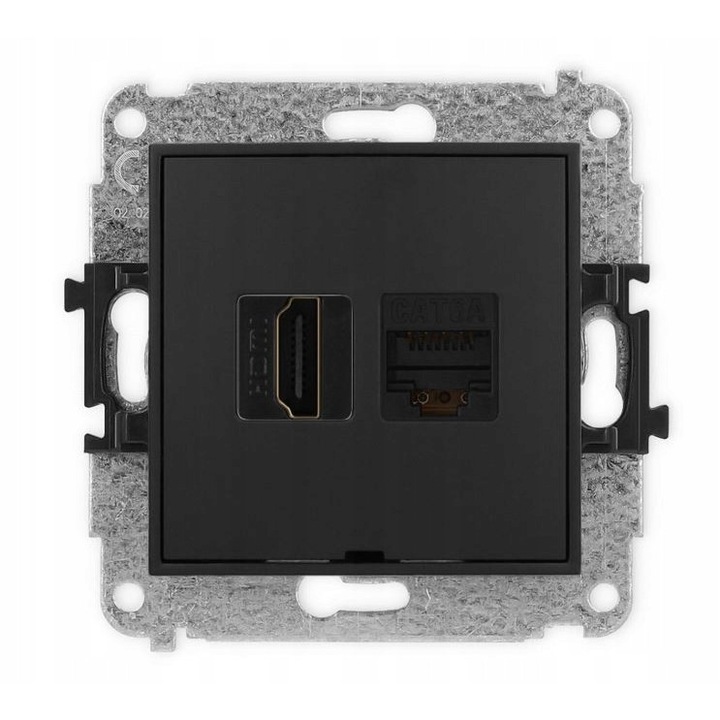 Priza HDMI 2.0 + RJ45 Cat.6A Karlik ICON Negru Mat