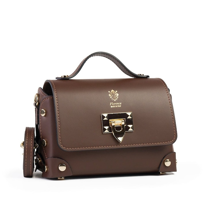 Poseta Piele Natalia - Maro, Geanta Casual din Piele Naturala, Geanta, Genti