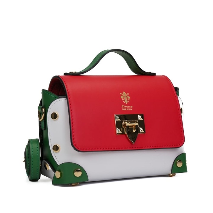 Poseta Piele Natalia - Rosu, Geanta Casual din Piele Naturala, Geanta, Genti