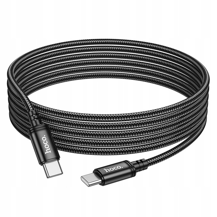 Cablu Hoco USB-C la USB-C, 3m, 60W, negru