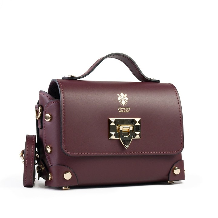 Poseta Piele Natalia - Bordo, Geanta Casual din Piele Naturala, Geanta, Genti