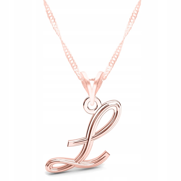 Colier auriu rose cu litera initiala L, argint 925, Larezo