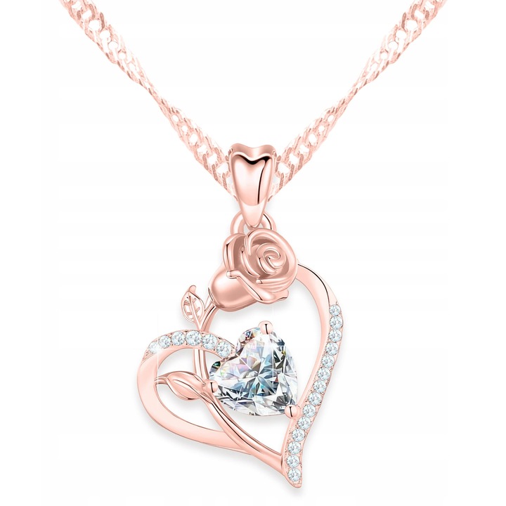 Colier, Larezo, Argint 925, Acoperire Aur Roz, Lungime 42cm, Set cu Cutie Cadou