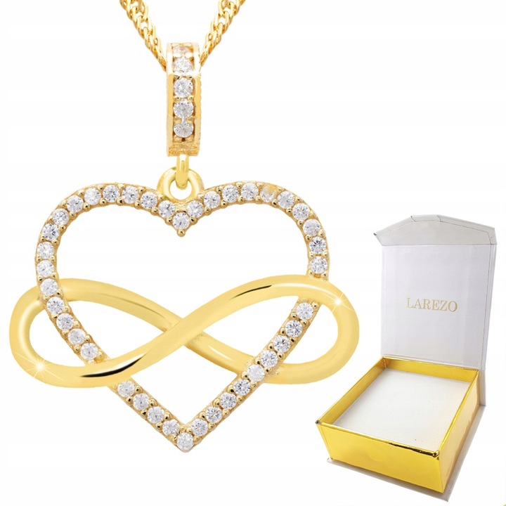 Colier Larezo, Argint 925, Acoperire Aur 585, Zirconiu, 42+3cm