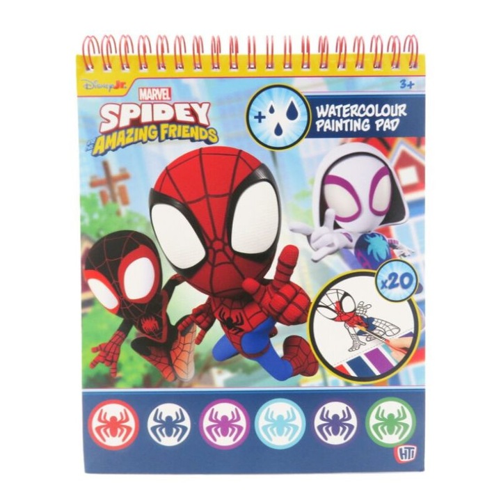 Скицник за оцветяване Spidey с водни бои, 20 x 16.5 x 1 см