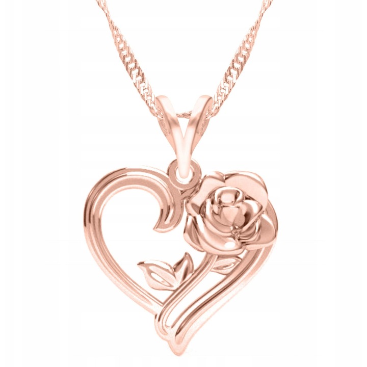 Colier Larezo, argint 925, roz cu aur roz, 42cm + 3cm, design elegant