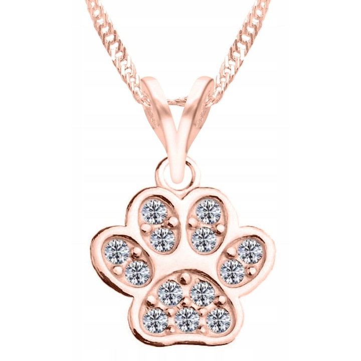 Colier placat cu aur, cu amprenta de laba de caine, animal de companie, argint 925, Larezo