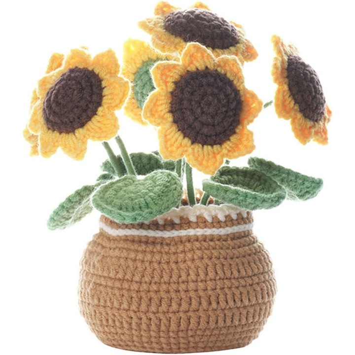 Kezdő horgolt virágkészlet, AjieQaQ, gyapjúval és videó oktatóanyagokkal, többszínű