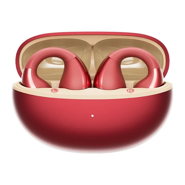 Vezeték nélküli QCY Crossky Clip C30S fülhallgató, nyitott fülű, Bluetooth 6.0, 40 óra üzemidő, piros