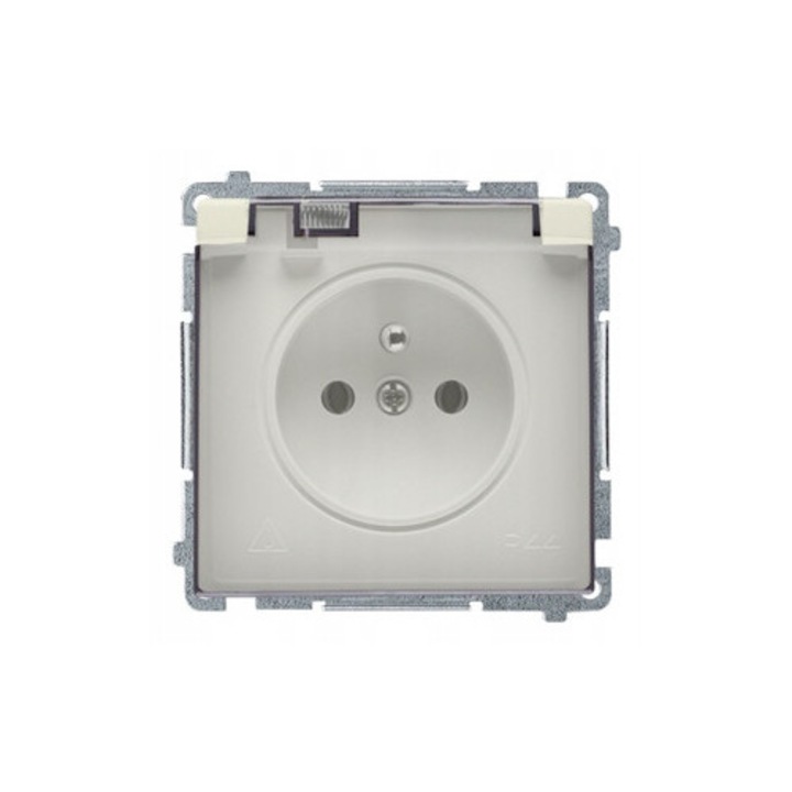 Priza Simon Basic cu clapeta, bej, IP44, 16A