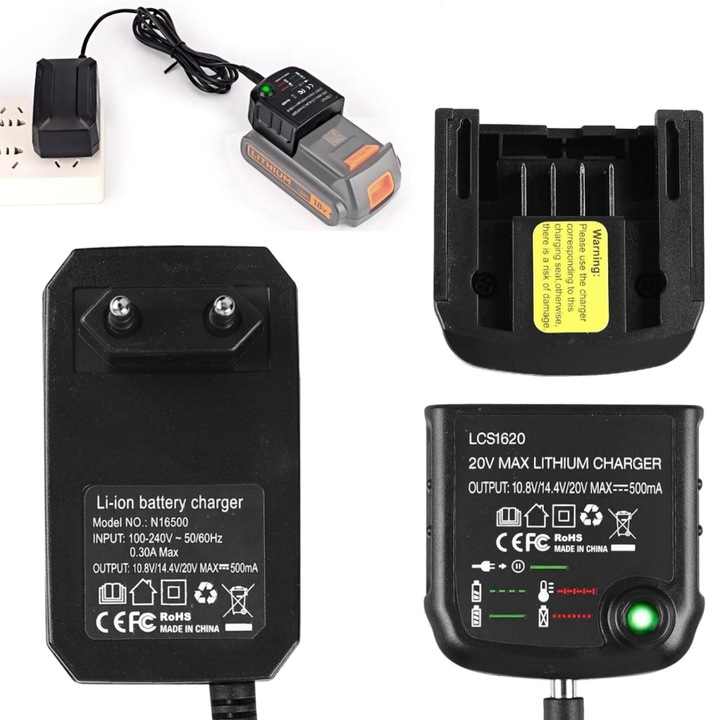 Csere töltő BLACK DECKER-hez 10.8V-20V Li-ion akkumulátorokhoz