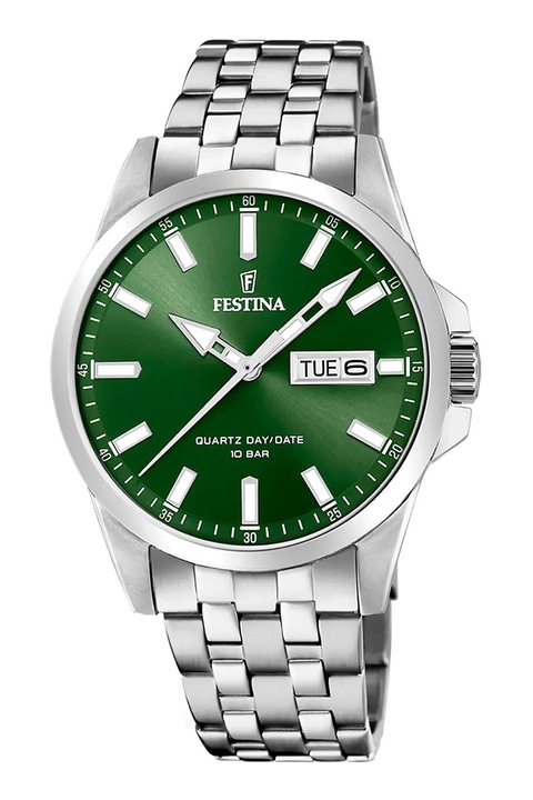 Festina, Ceas de otel inoxidabil cu logo pe cadran, Argintiu