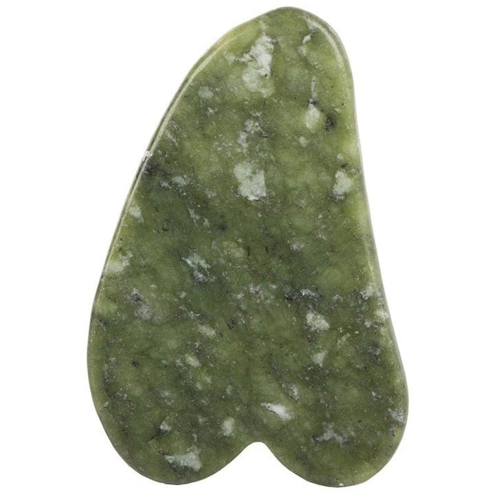 Piatra Gua Sha pentru masaj facial, corporal, 4.5 x 7 cm, instrument anti-imbatranire, jad, verde, Dactylion®