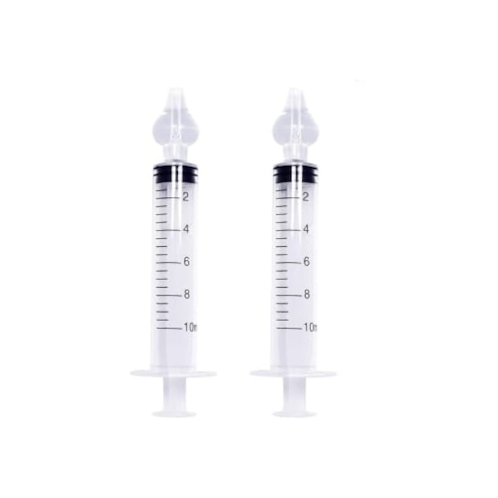 Set 2 dispozitive pentru desfundat nasul bebelusilor, 12.5 x 3 x 2 cm, plastic, alb